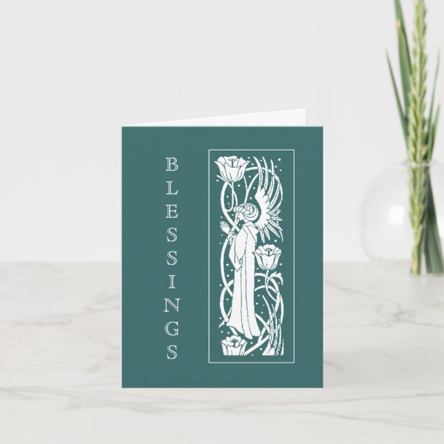 Tarjeta Beardsley Art Nouveau Angel Easter (Anverso)