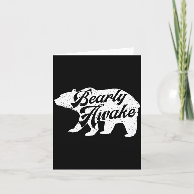 Tarjeta Bearly Awake Bear. Funny Bear Christmas Pajamas Gi (Anverso)