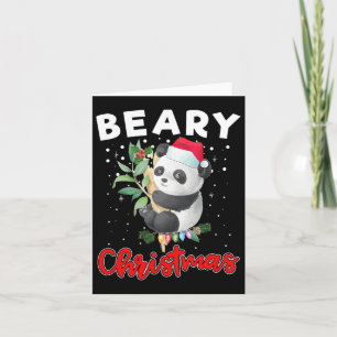 Tarjeta Beary Merry Christmas for Panda Bear Aovers Gracio