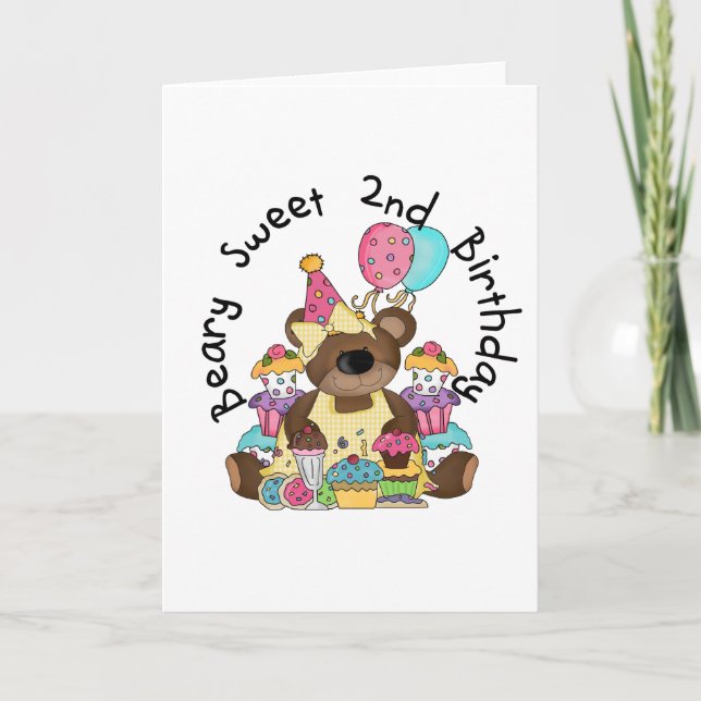 Tarjeta Beary Sweet 2º cumpleaños camisetas y regalos (Anverso)