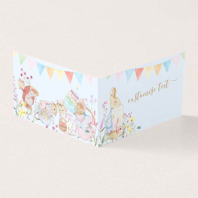 Tarjeta Beatriz Peter the Rabbit Woodland Baby Shower (Exterior)
