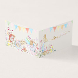 Tarjeta Beatriz Peter the Rabbit Woodland Baby Shower