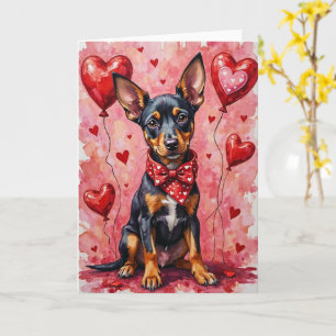 Tarjeta Beauceron Valentine Perro Sentado con Corazones Ro