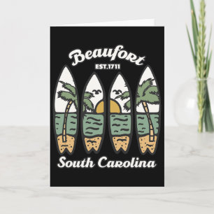 Tarjeta Beaufort Carolina del Sur Surfing Surfista Atardec