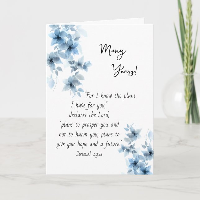 Tarjeta Beautiful Blue Flowers Orthodox Christian Birthday (Anverso)