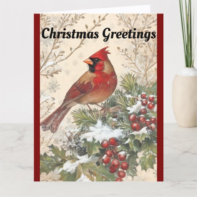 Tarjeta Beautiful Cardinal Christmas Greeting Card (Anverso)