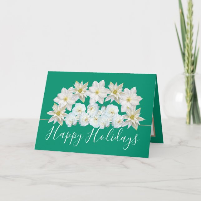 Tarjeta Beautiful Chic Floral Bouquet White Flower Holiday (Anverso)