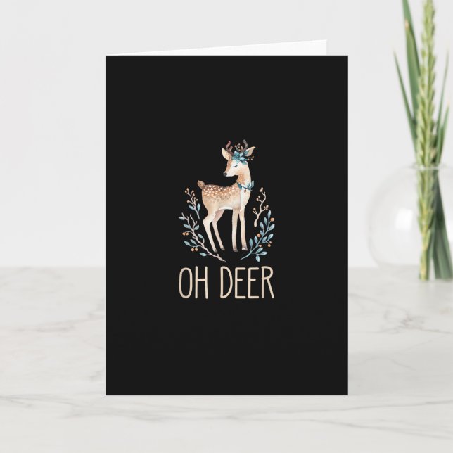 Tarjeta Beautiful Funny Deer Oh Deer Modern Design (Anverso)