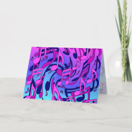 Tarjeta Beautiful Music Lively Notes Pink Purple Blue Aqua