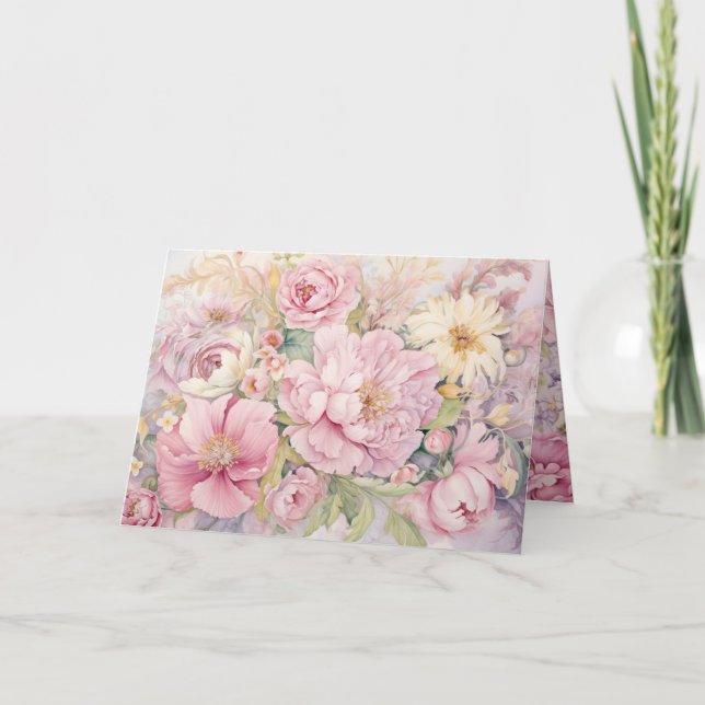 Tarjeta Beautiful pink peonies folded greeting card (Anverso)