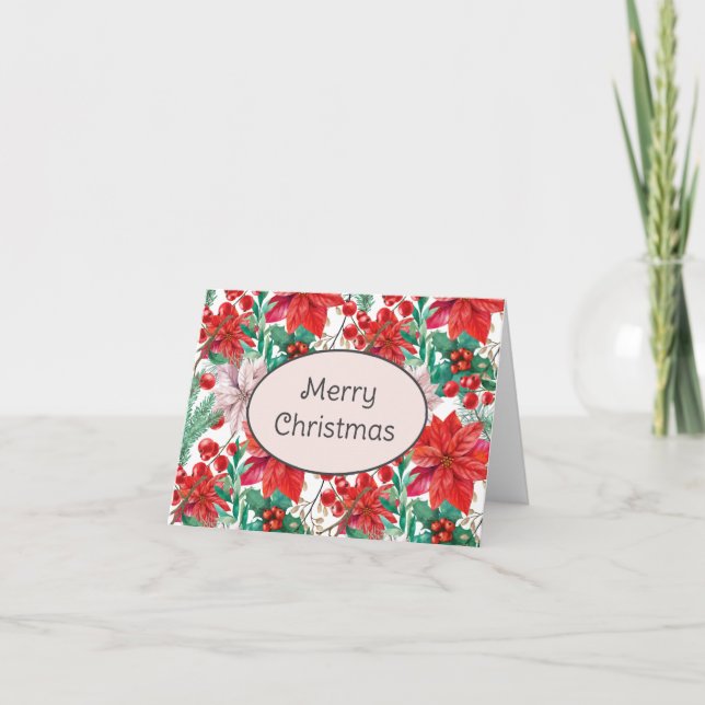 Tarjeta Beautiful red and white Christmas poinsettia (Anverso)