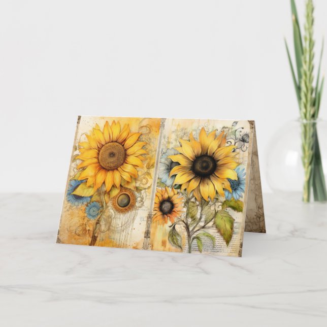 Tarjeta Beautiful sunflowers folded greeting card (Anverso)