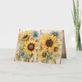 Tarjeta Beautiful sunflowers folded greeting card