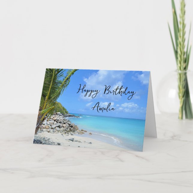Tarjeta Beautiful Turquoise Tropical Beach  Birthday (Anverso)