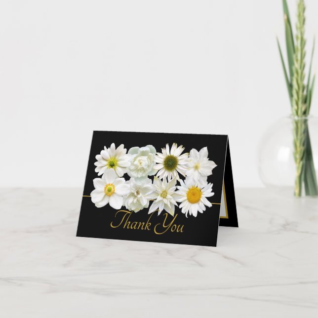 Tarjeta Beautiful White Flowers Floral Bouquet Thank You (Anverso)