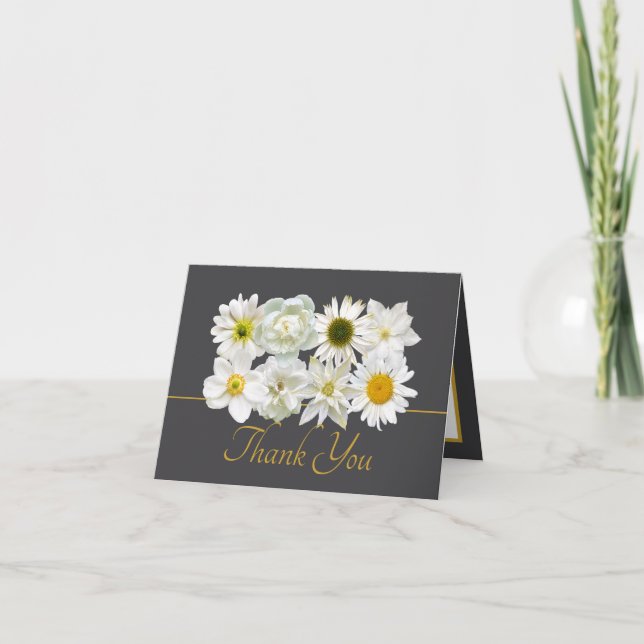 Tarjeta Beautiful White Flowers Floral Bouquet Thank You (Anverso)