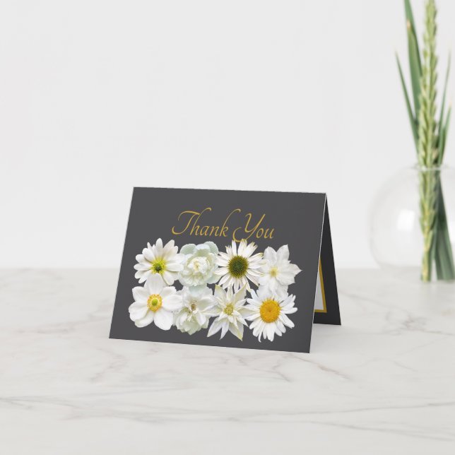 Tarjeta Beautiful White Flowers Floral Bouquet Thank You (Anverso)