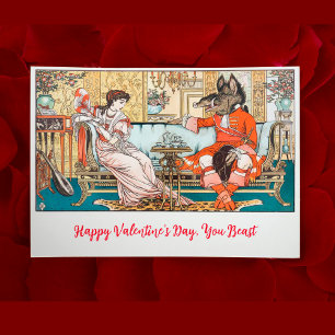Tarjeta Beauty Beast Fairy Tale Art Funny Valentine