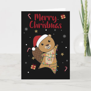 Tarjeta Beaver Alegres Navidades Animales De Invierno Beav