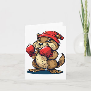 Tarjeta Beaver De Boxeo De Guay Con Guantes Para Una Aplic