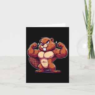 Tarjeta Beaver Flexing Muscles Fan Lover Bodybuilding Gym