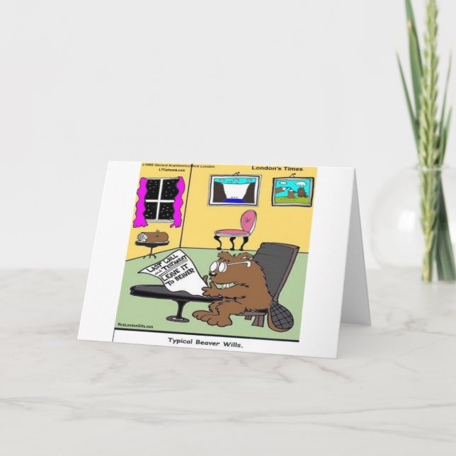Tarjeta Beaver Living Wills Rick London Funny (Anverso)