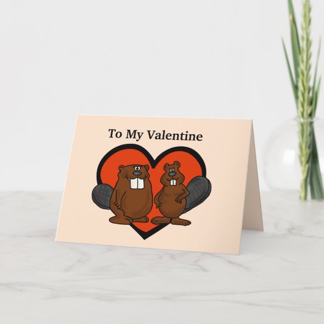 Tarjeta Beaver Love El día de San Valentín Card (Anverso)