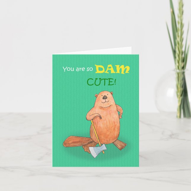 Tarjeta Beaver te amo Día de San Valentín de aniversario d (Anverso)