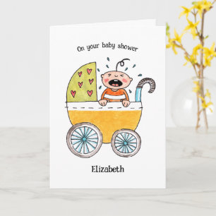 Tarjeta Bebé Adorable en Cochecito En tu baby shower