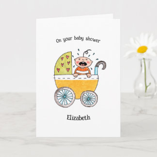 Tarjeta Bebé Adorable en Cochecito En tu baby shower