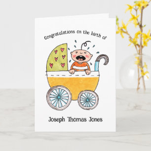 Tarjeta Bebé Adorable en Cochecito Felicidades por el Naci