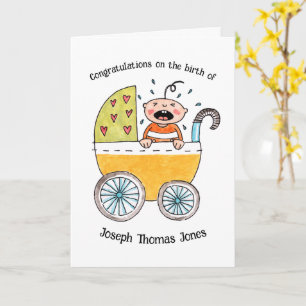 Tarjeta Bebé Adorable en Cochecito Felicidades por el Naci