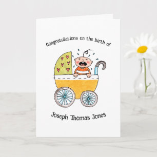 Tarjeta Bebé Adorable en Cochecito Felicidades por el Naci