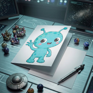 Tarjeta Bebé Alien Espacial Monstruo Adorable