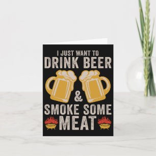Tarjeta Bebe Cerveza Y Humo Algo De Carne Bbq Grilling