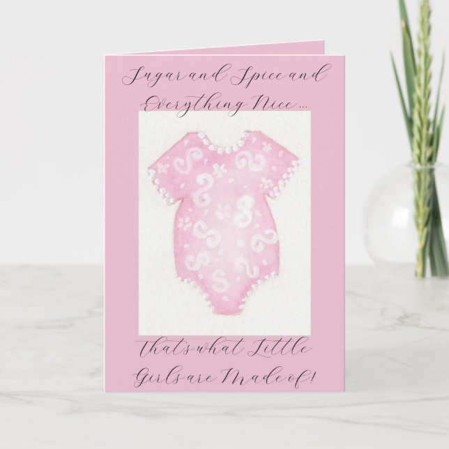 Tarjeta Bebé Chica Vestido Rosa (Anverso)