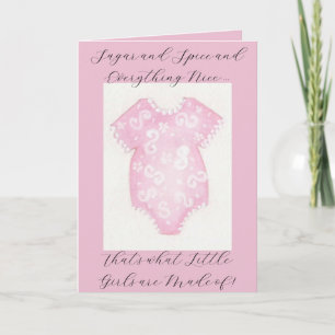 Tarjeta Bebé Chica Vestido Rosa