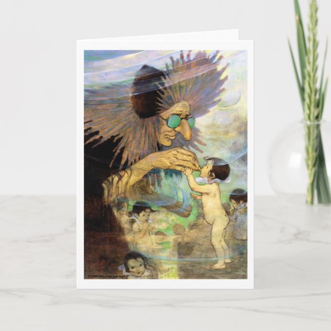 Tarjeta Bebé de agua y hadas, Jessie Willcox Smith (Anverso)