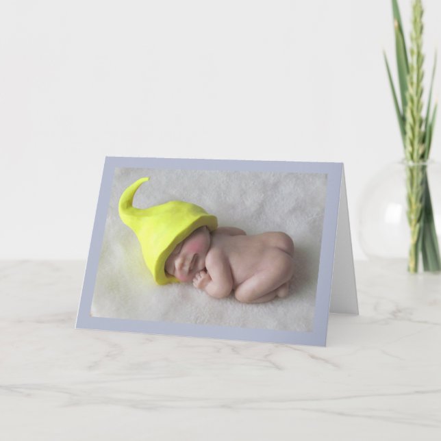 Tarjeta Bebé de arcilla durmiendo en una escultura en la b (Anverso)
