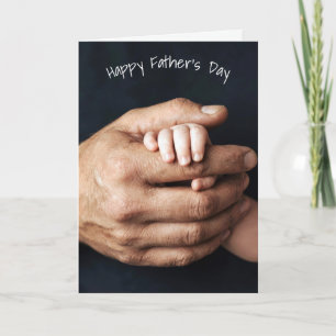 Tarjeta Bebé del Día del Padre y Manos de Papá