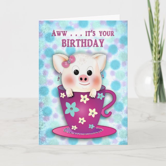 Tarjeta Bebé dulce de cumpleaños en la Copa de Café (Anverso)