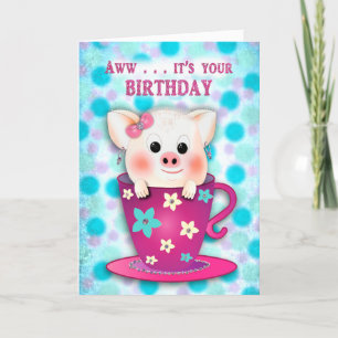 Tarjeta Bebé dulce de cumpleaños en la Copa de Café
