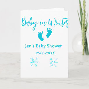 Tarjeta Bebé en invierno baby shower pies de bebé azules c