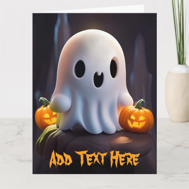 Tarjeta Bebé Fantasma Típico personaje de Halloween (Anverso)