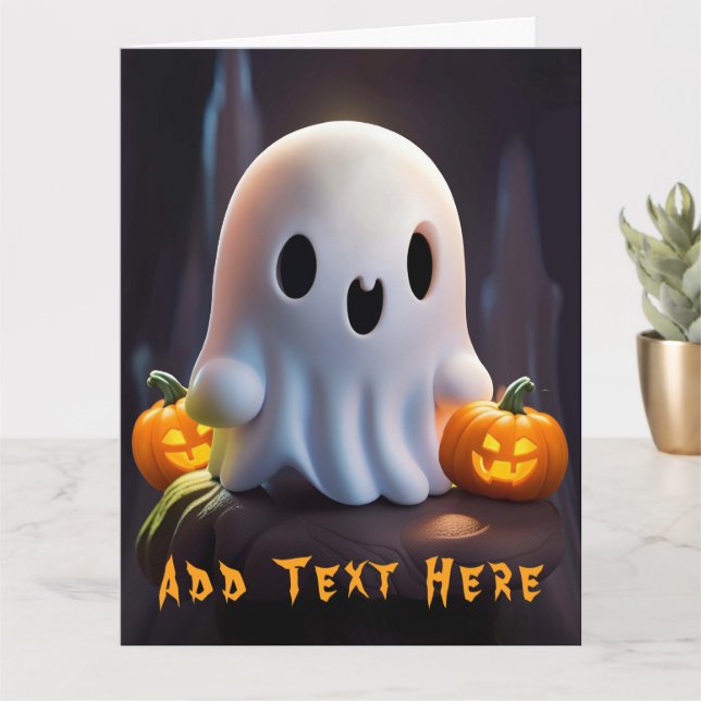 Tarjeta Bebé Fantasma Típico personaje de Halloween (Planta pequeña)