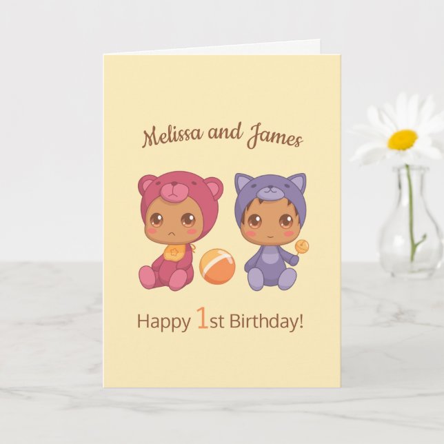 Tarjeta Bebé Gato Gato Gatos Nombres de primer cumpleaños  (Planta pequeña)