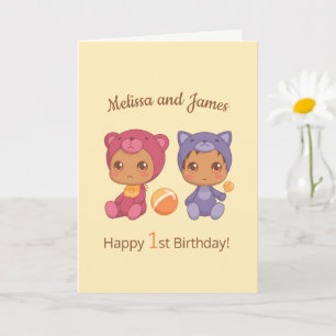 Tarjeta Bebé Gato Gato Gatos Nombres de primer cumpleaños 