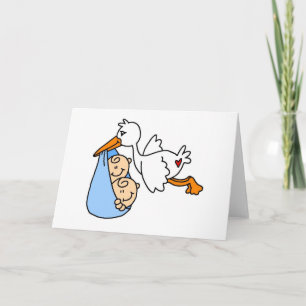 Tarjeta Bebé gemelos con cigüeña