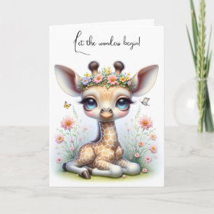 Tarjeta Bebé Giraffe En Flores Felicitaciones