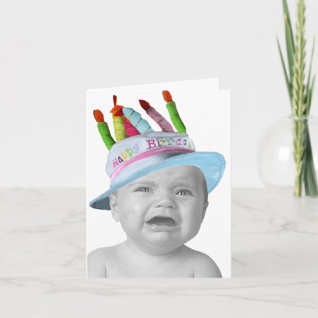 Tarjeta Bebé gritador adaptable en un gorra del cumpleaños (Anverso)